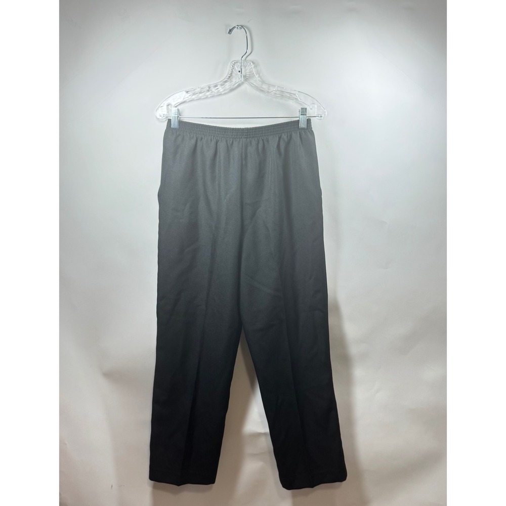 Alfred Dunner Black Elastic Waist Pull On Straight Leg Petite Pants 8P
